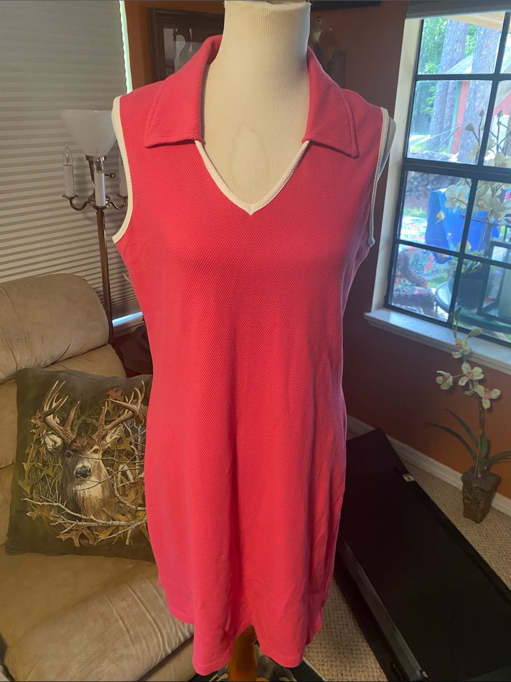 PINK Stretchy Cotton Pull on Sleeveless Shift Dress